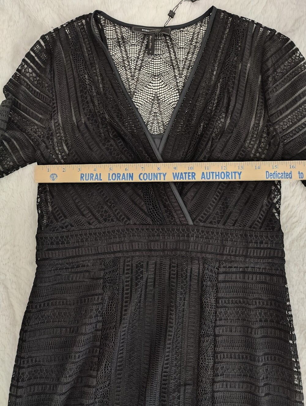 BCBG Maxazria Dress S Black Lace Cocktail Art Deco Romantic Date Night Elegant - Picture 13 of 15